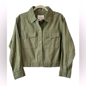 Lucky Brand Women’s XL Army Green Cropped Utility Jacket. Snap Closure.